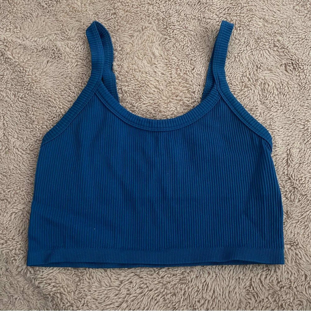 Blue Ribbed Tank Top - Picture 3 of 8